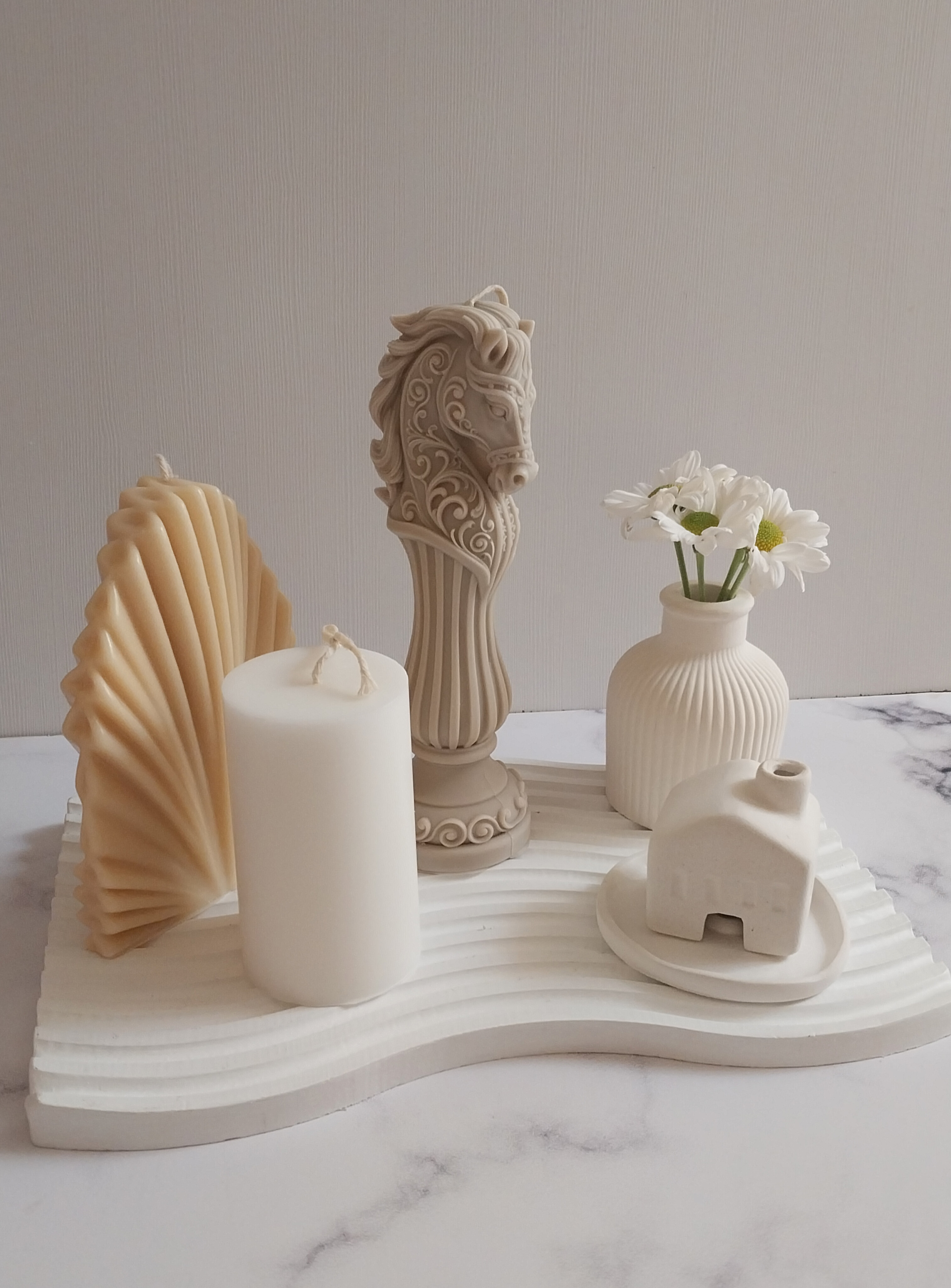 ست شمع ژورنالی کرم نسکافه ای